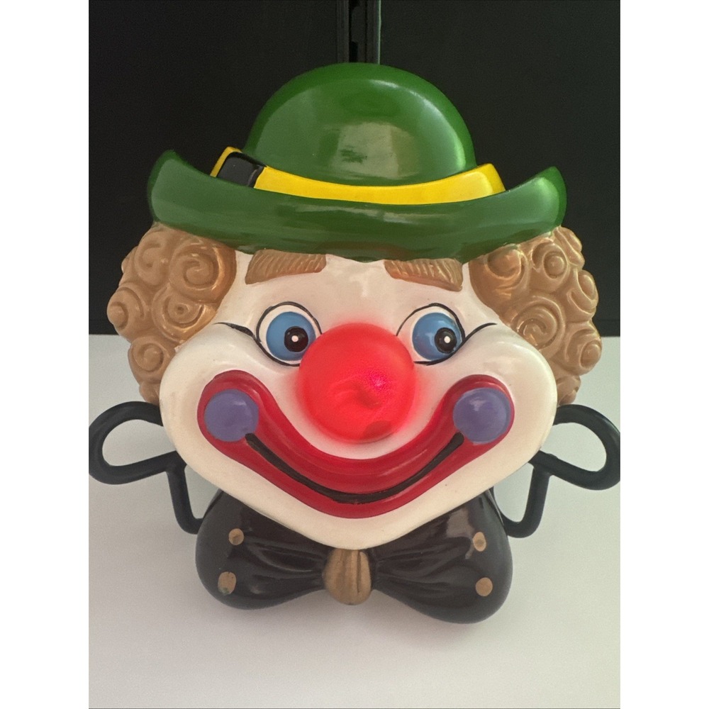 Vtg CLOWN‎ Doorbell Ringer Musical Head Push Nose Rare Tested/Works